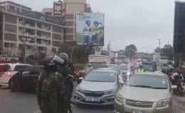Screengrab image of a police road block along Magadi Road.
